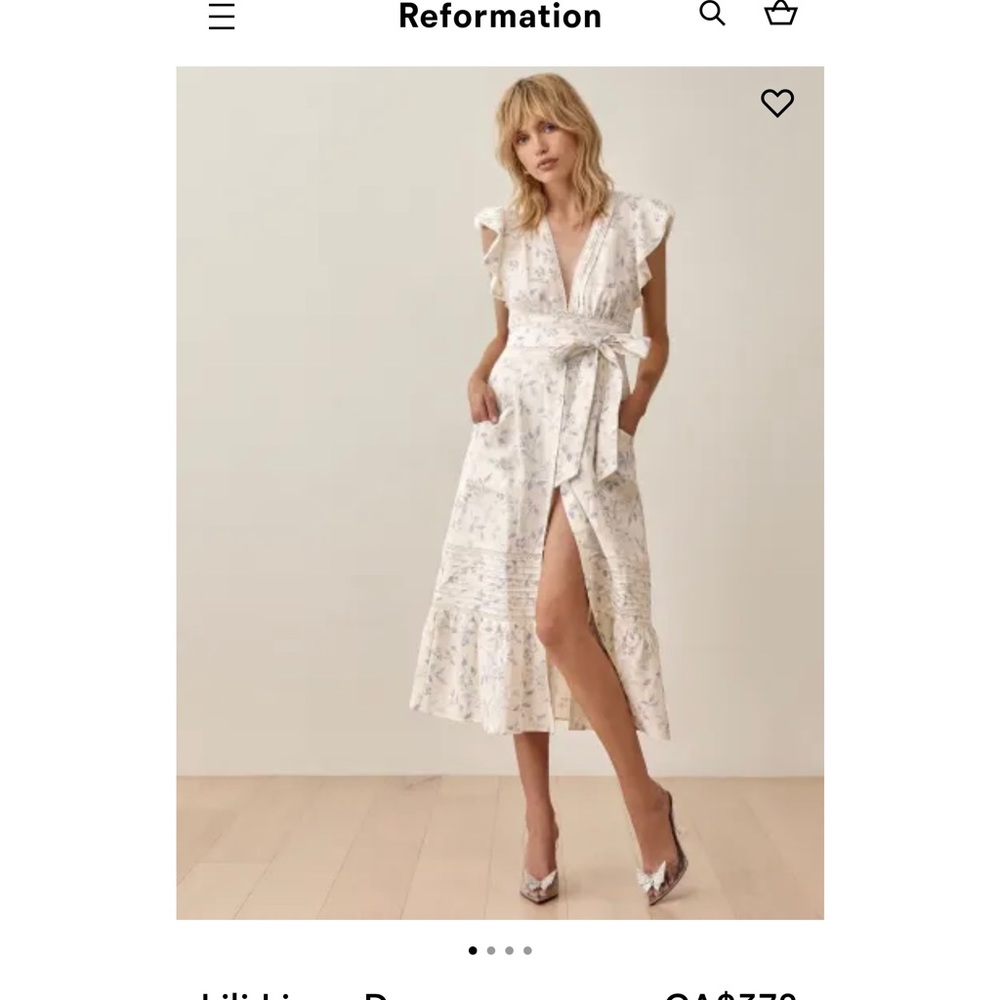 Reformation Cream Wrap Midi Dress with Plunge Neckline